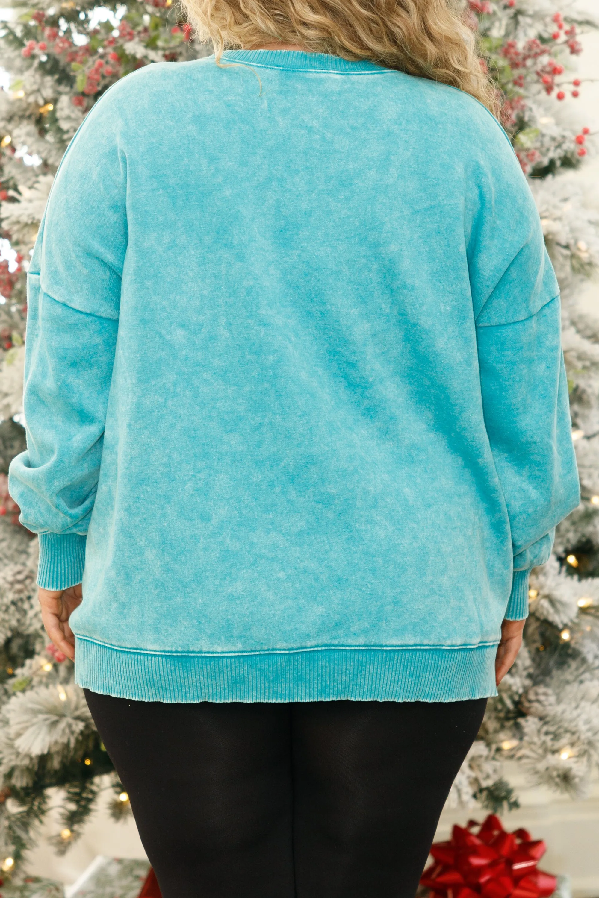 Comfy And Cozy Pullover, Light Teal