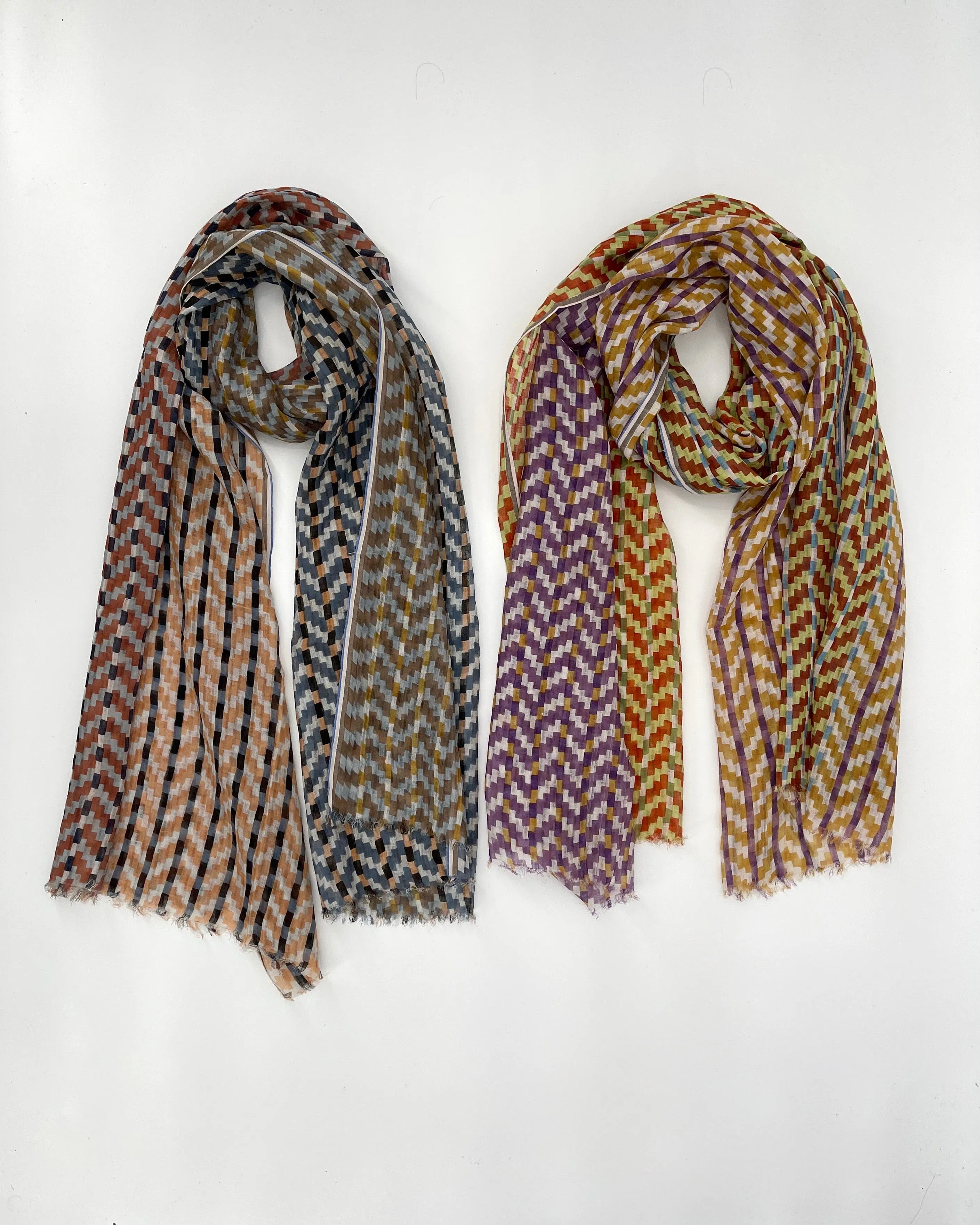 Cotton & Silk Check Scarves