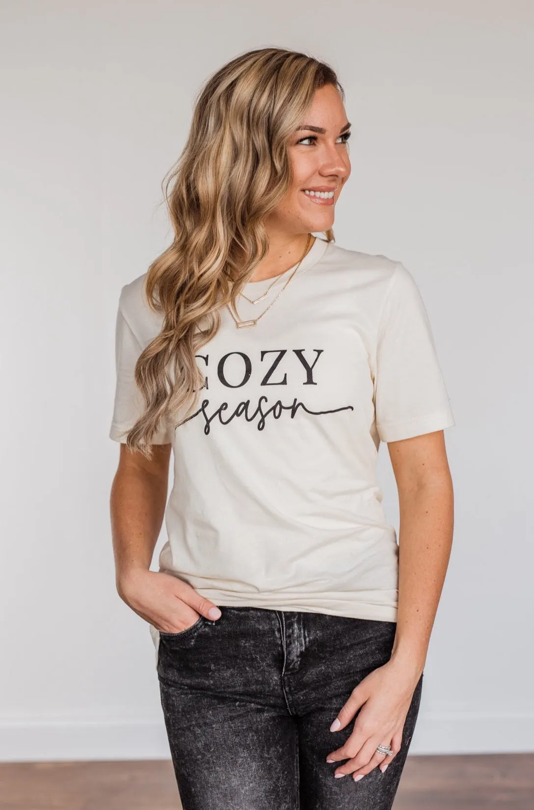 Cozy Season Graphic Tee- Cream