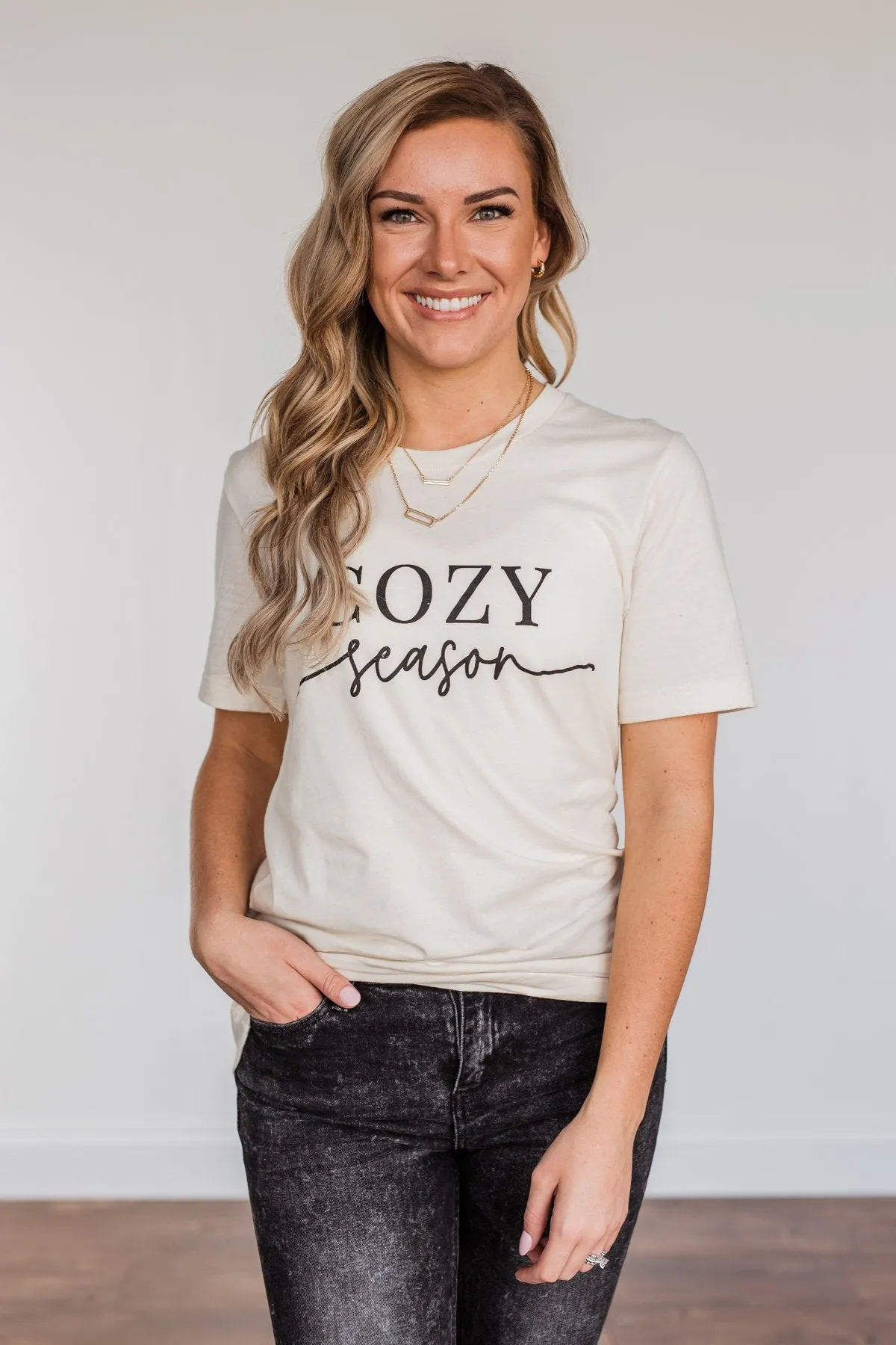 Cozy Season Graphic Tee- Cream