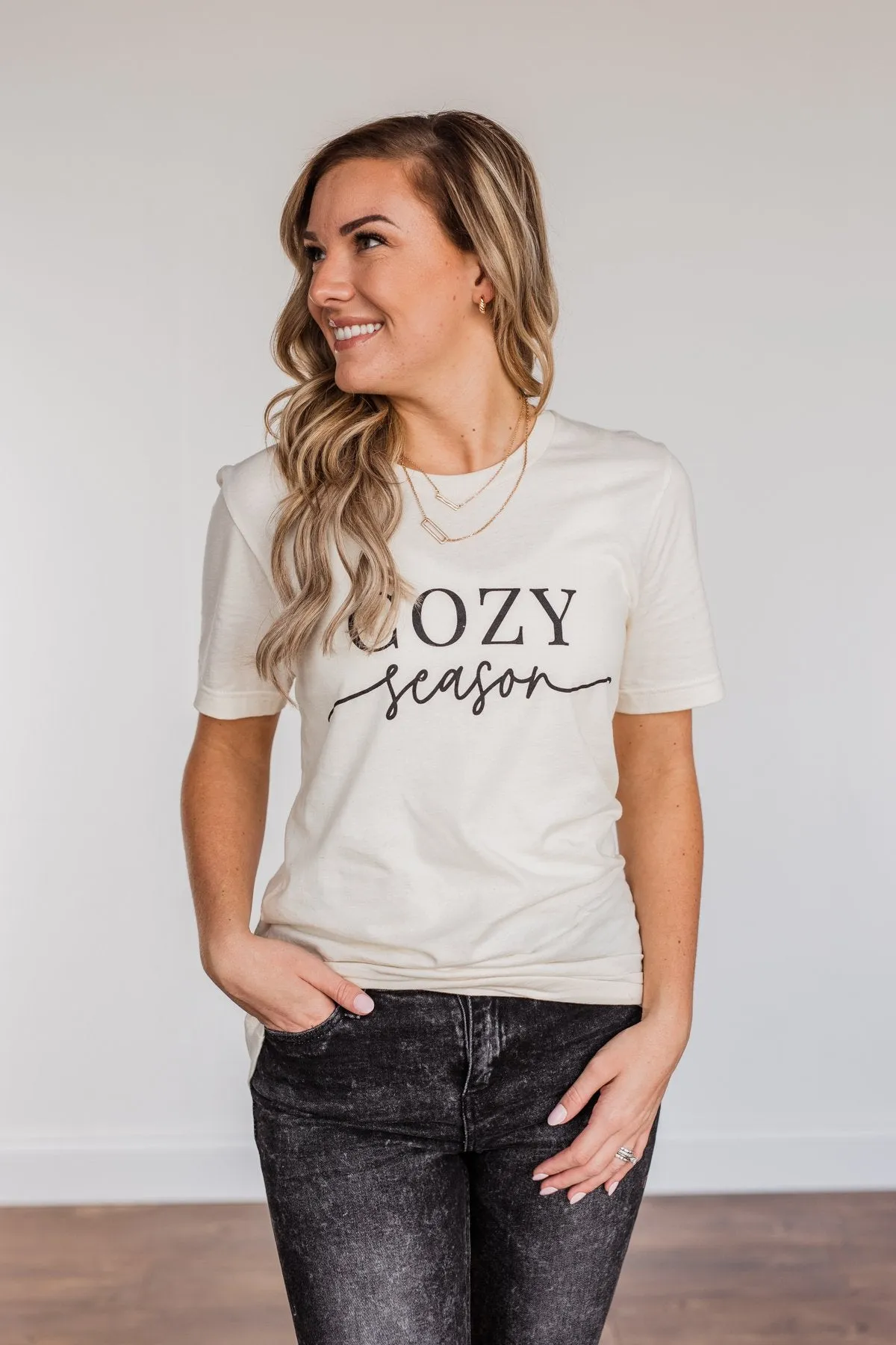 Cozy Season Graphic Tee- Cream