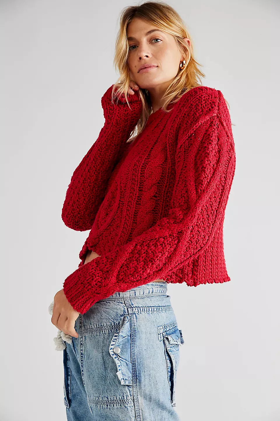 Cutting Edge Cable Pullover - Cranberry