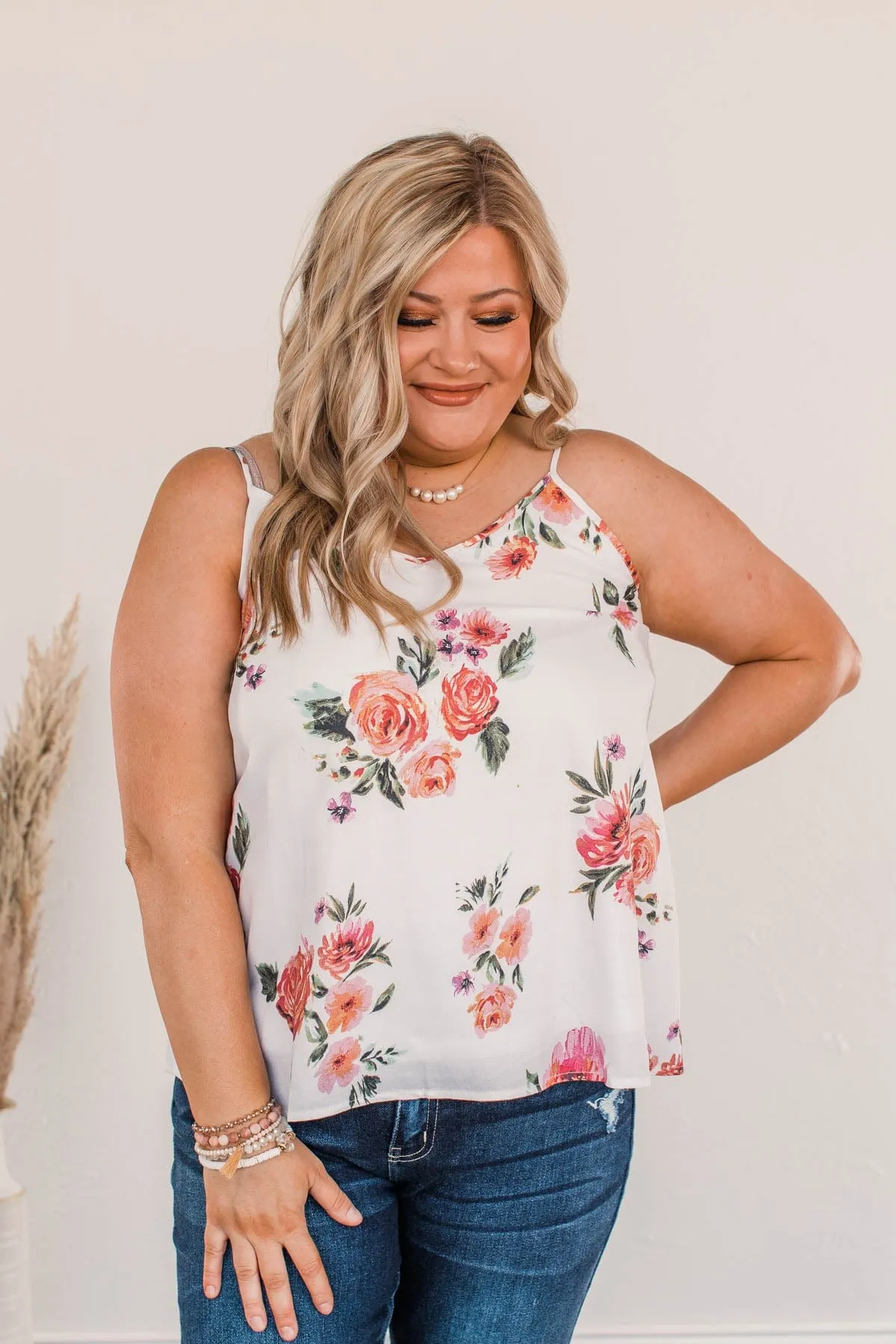 Dancing In The Streets Floral Tank- Ivory