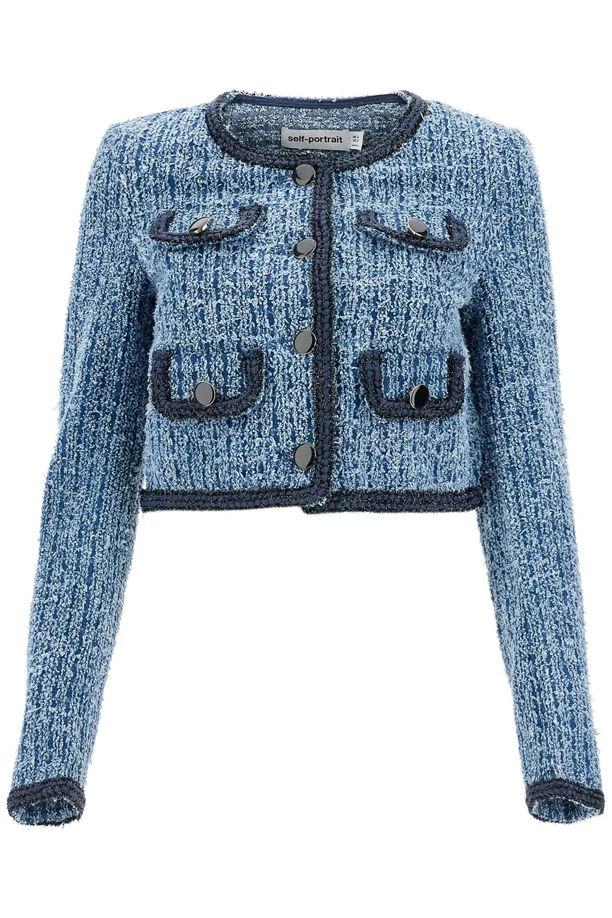 distressed denim cropped jacket in PF24 826J BL BLUE