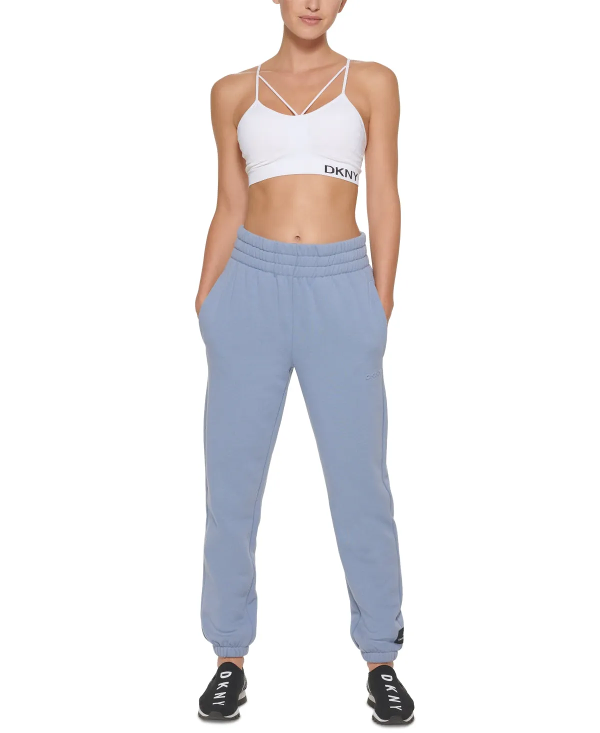 DKNY Women's High Waisted Joggers Blue Size X-Large