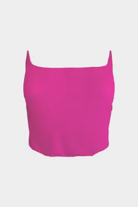 Double Twisted Light Wool Bustier Top in Hot Pink