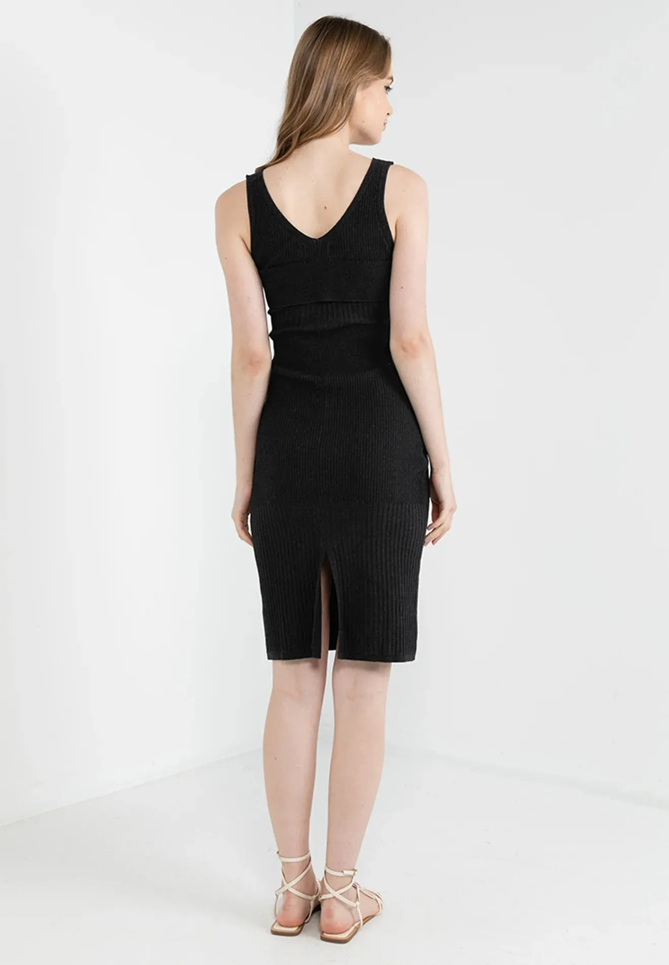 ELLE Apparel Sleeveless Knitted Bodycon Midi Dress