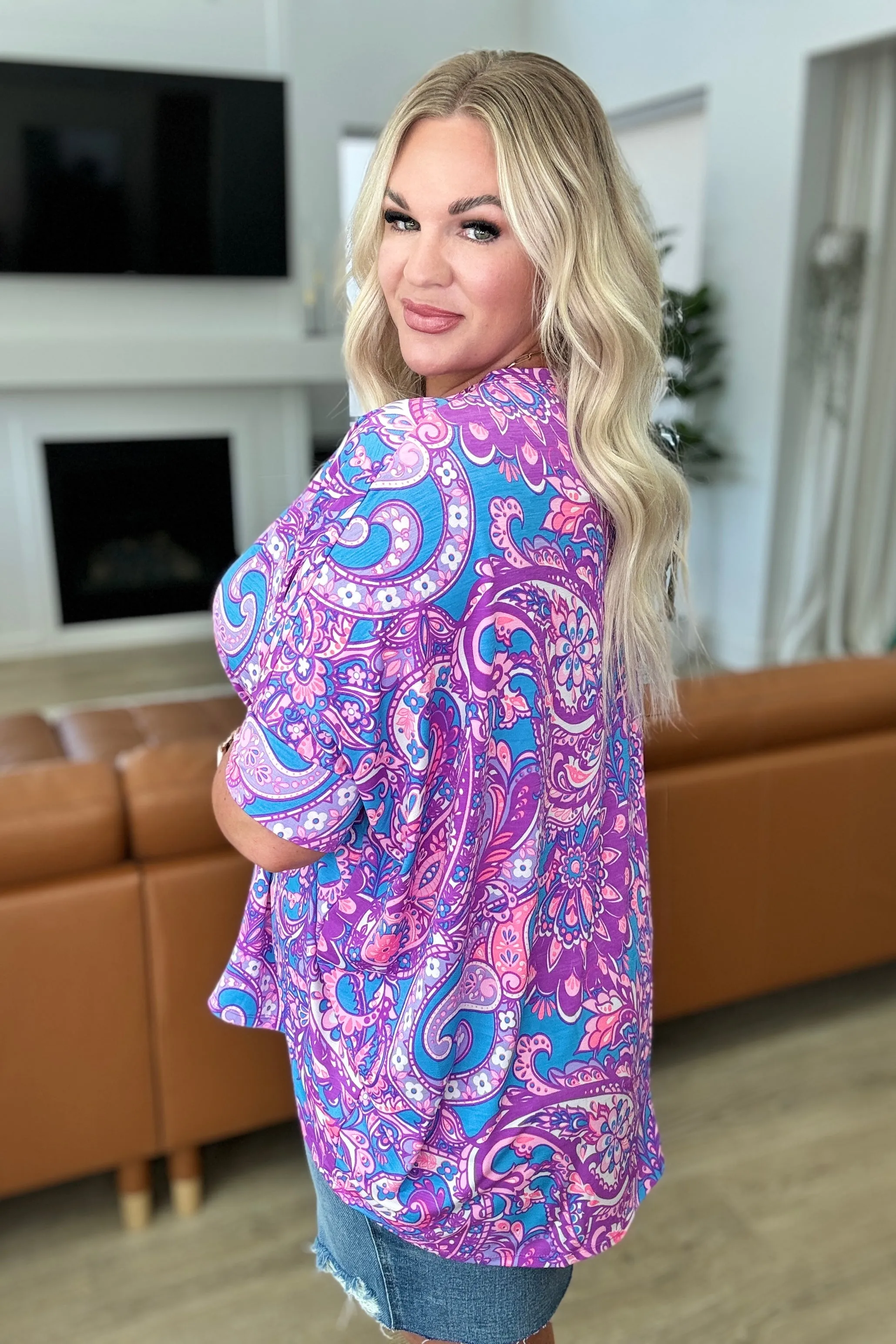 Essential Blouse in Purple Paisley