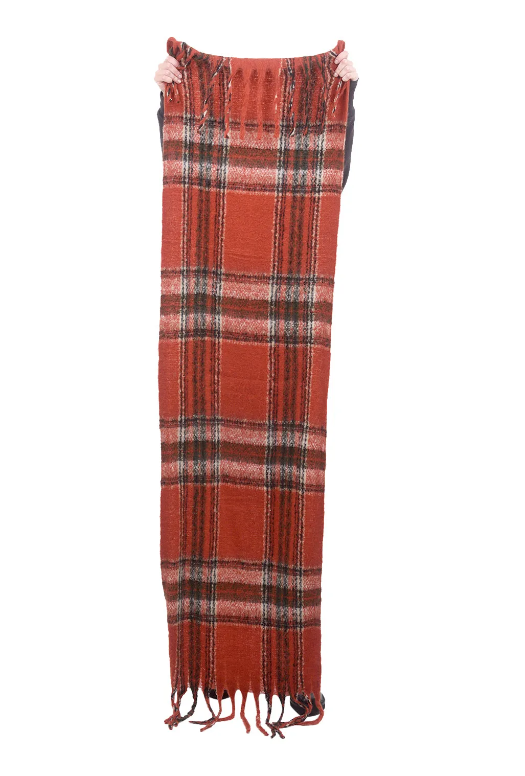 Fringe Plaid Scarf, Spice