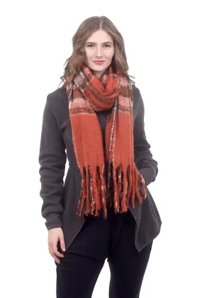 Fringe Plaid Scarf, Spice