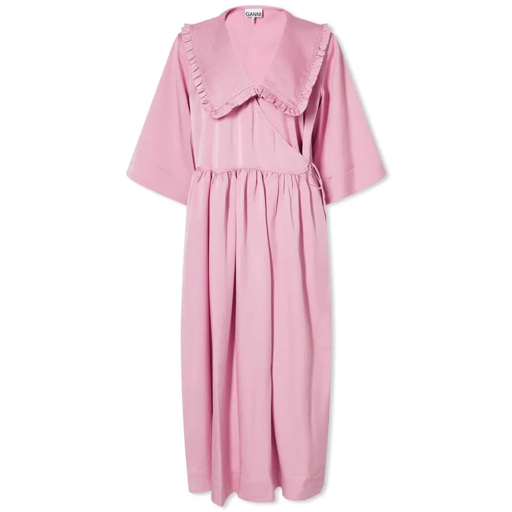 GANNI Peter Pan Collar Smock DressMoonlight Mauve