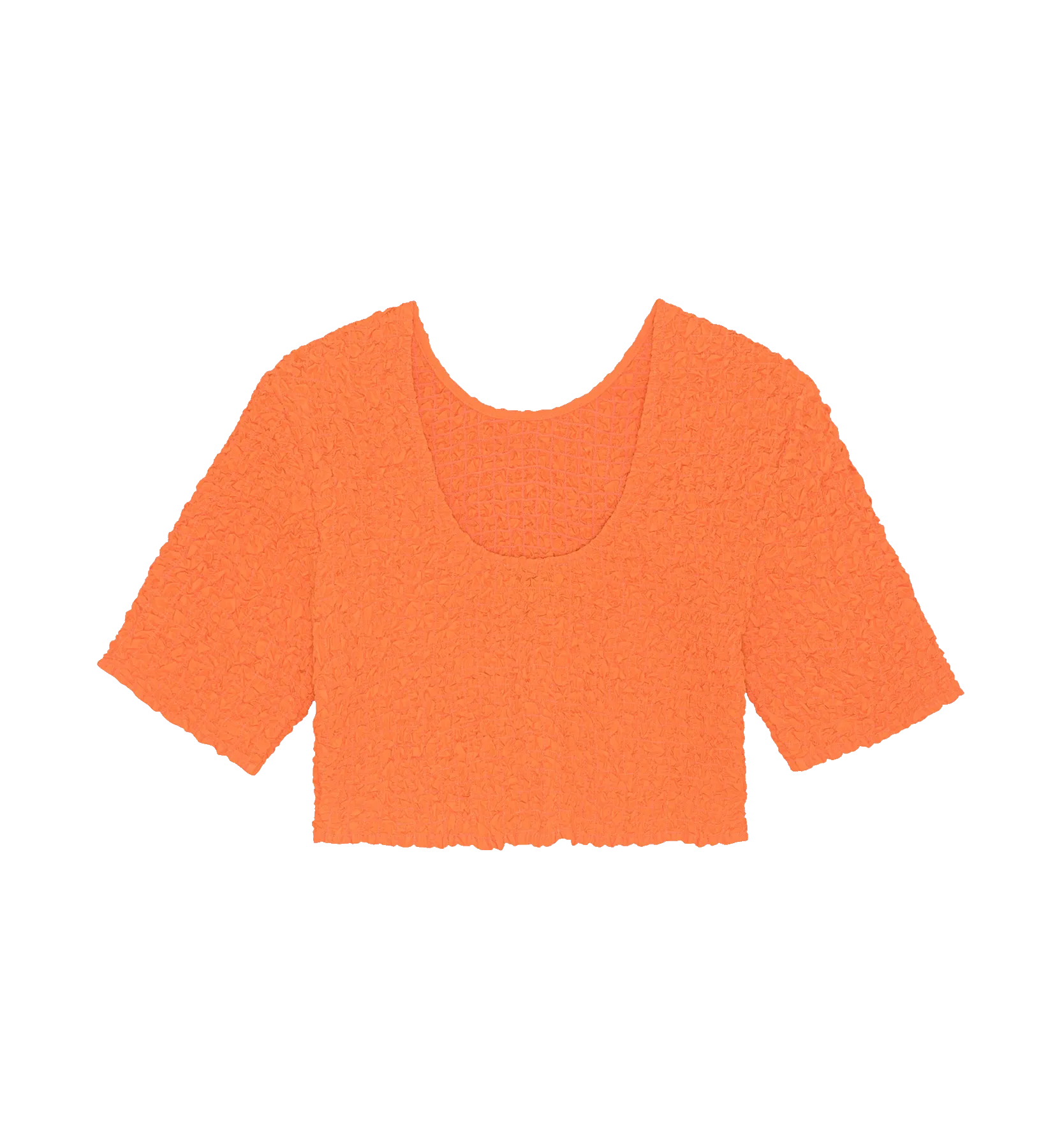 GANNI Vibrant Orange Cropped Smock Top