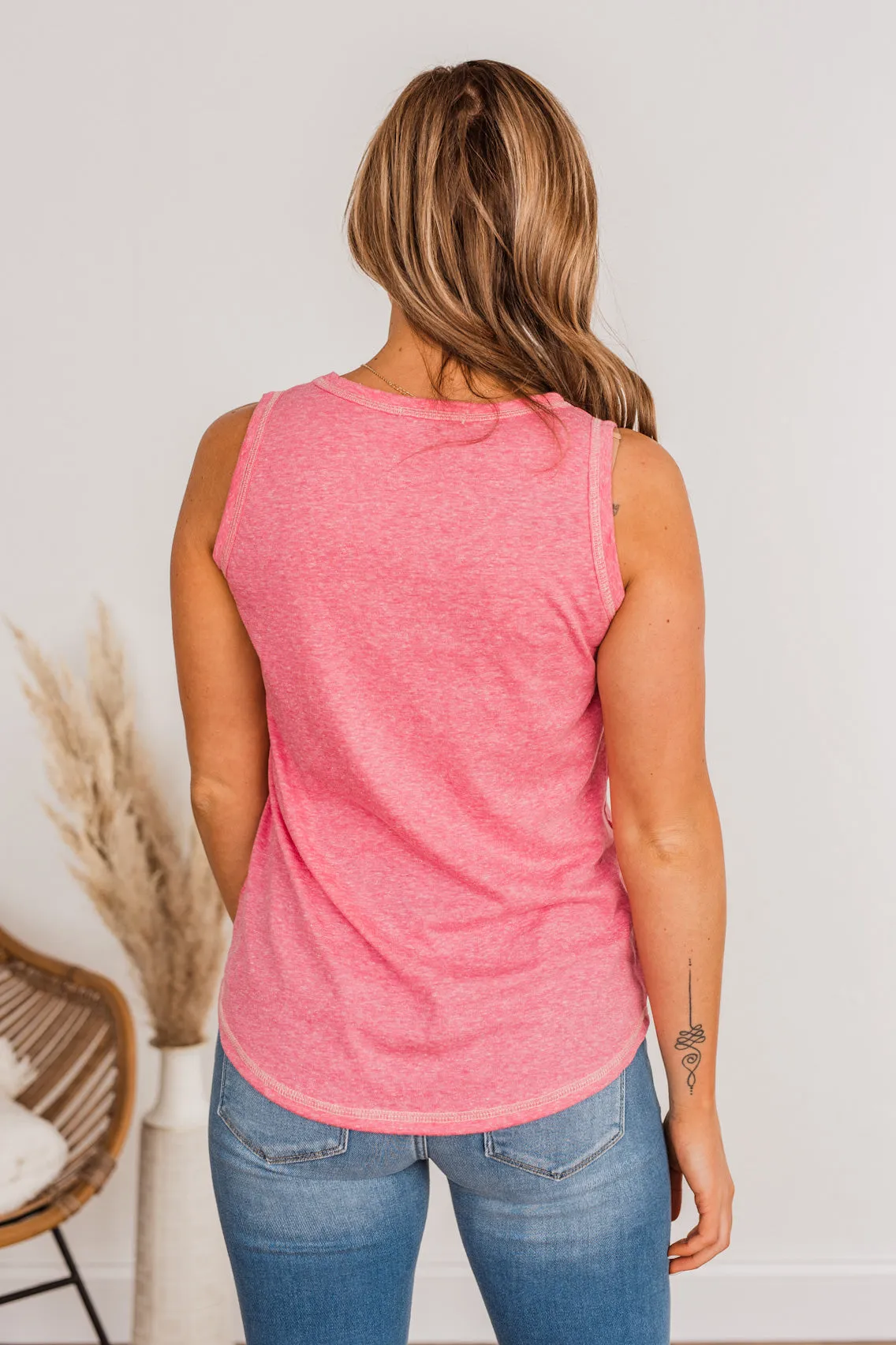 Good Things Take Time Pocket Tank Top- Bubblegum Pink