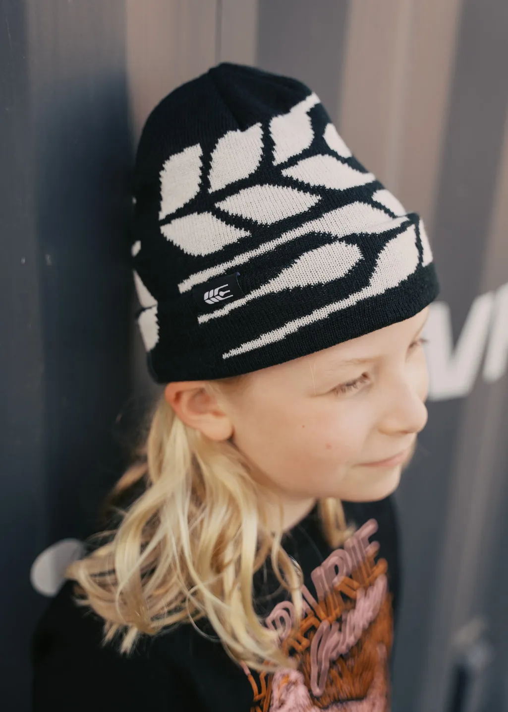 Grain Pattern Toque | Black | Kids