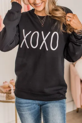 Hugs & Kisses XOXO Graphic Pullover- Black