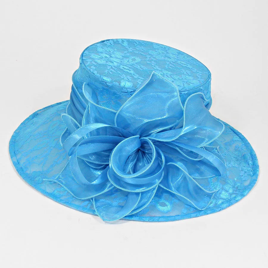 iLLASPARKZ Ribbon Bow Lace Accented Dress Hat