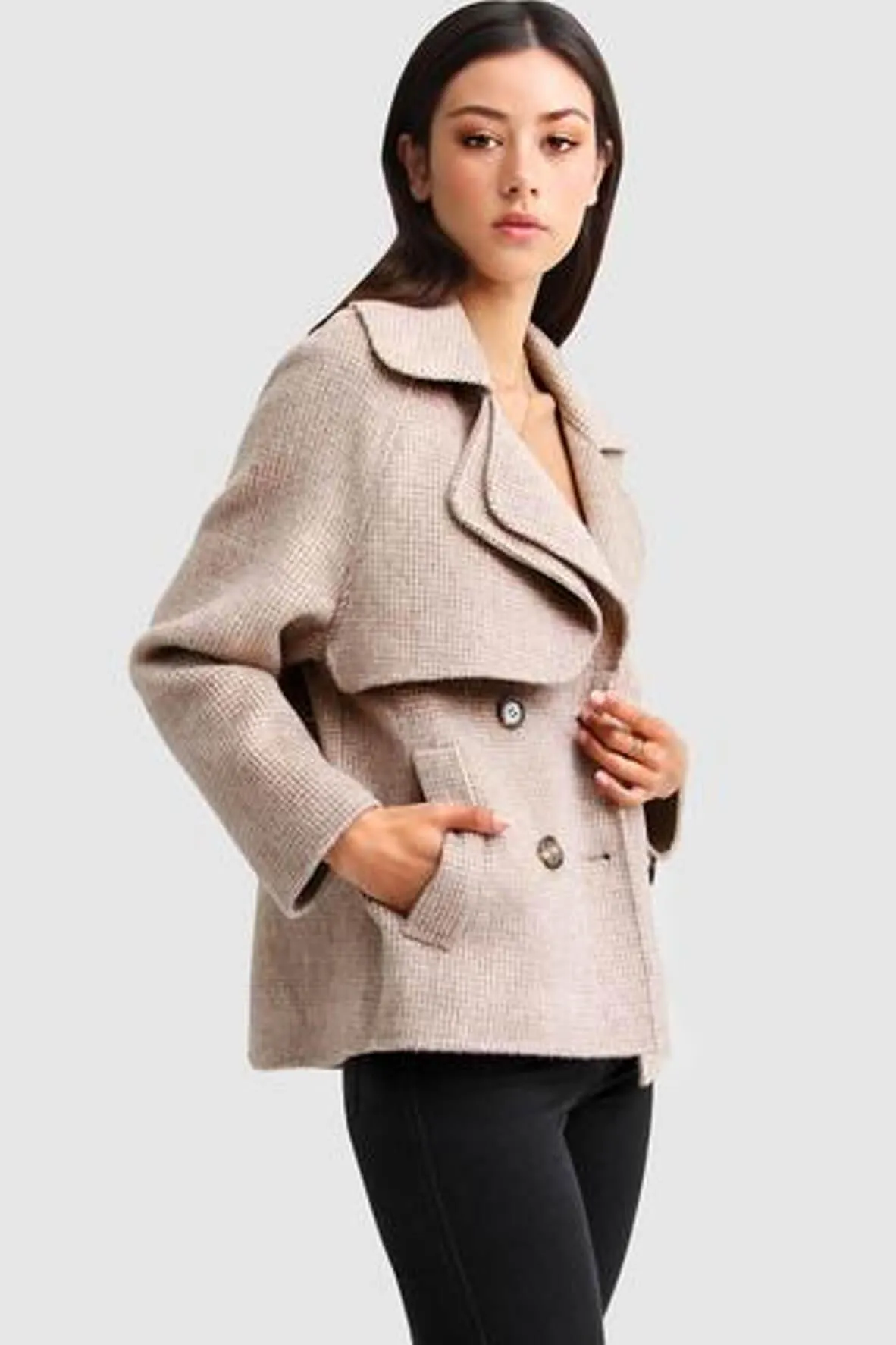 I'm Yours Wool Blend Peacoat in Beige