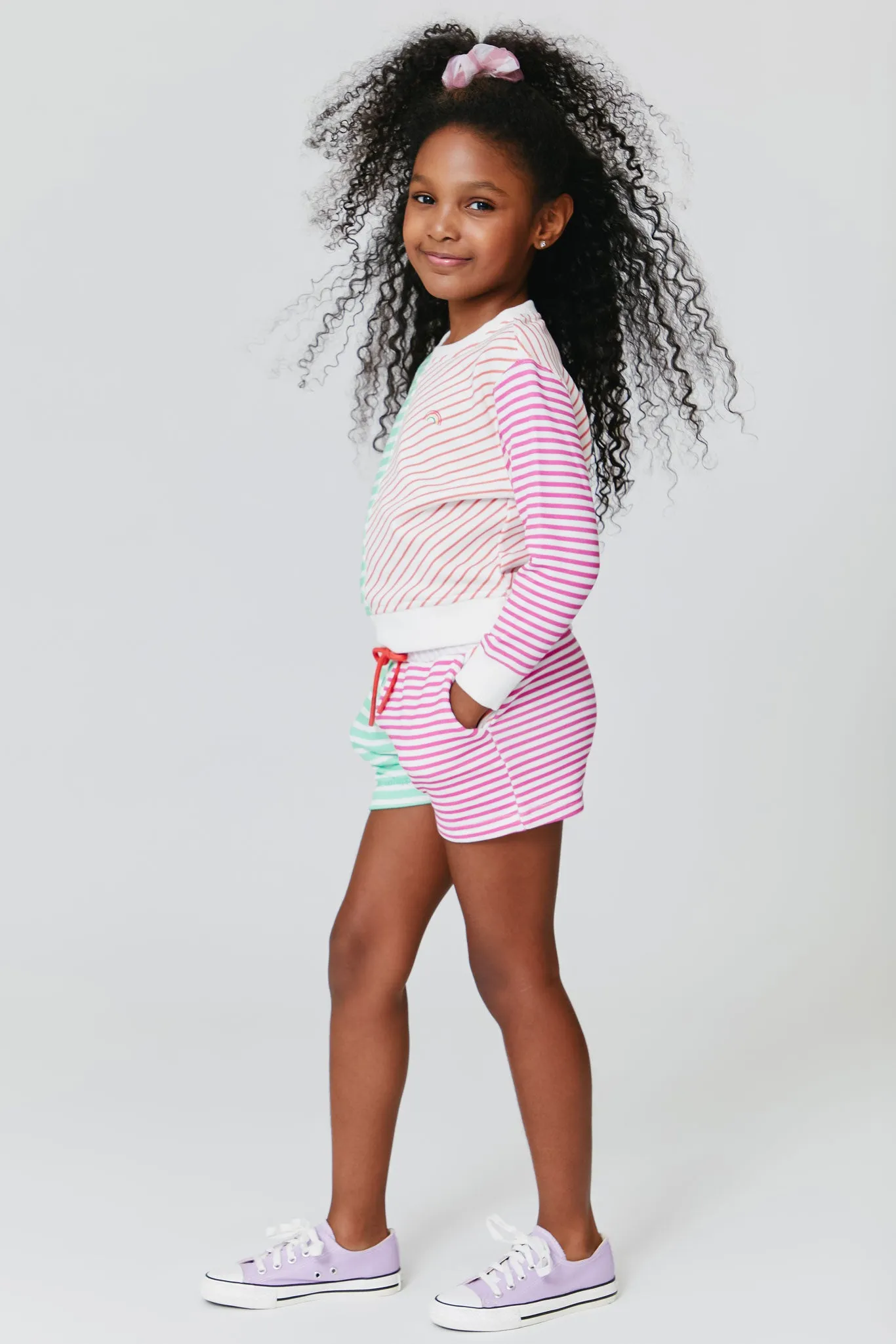 Kids Sweatshort in Secondary Stripe