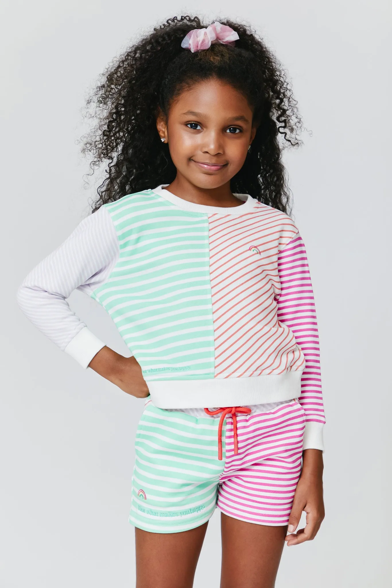 Kids Sweatshort in Secondary Stripe