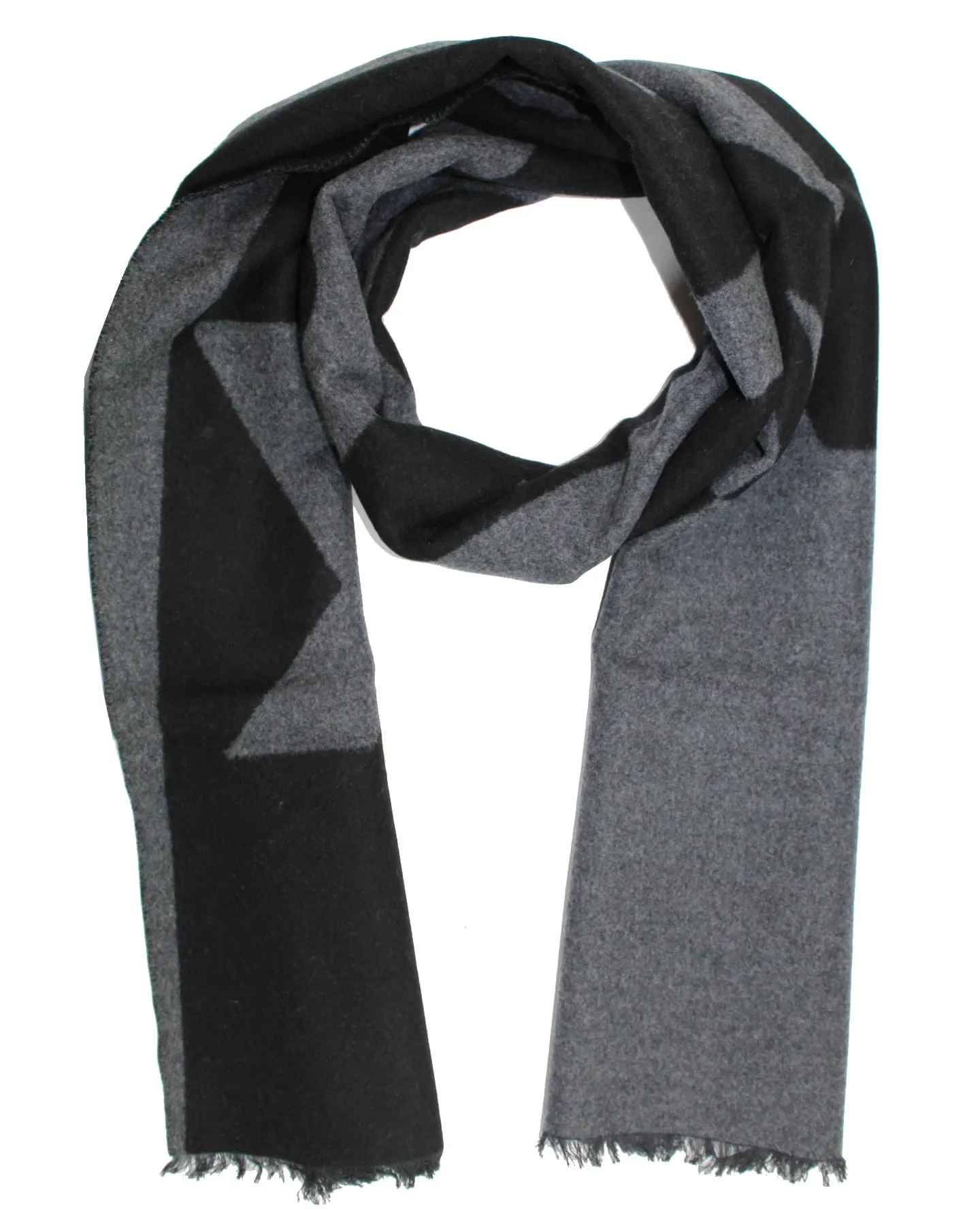 Kiton Wool Cashmere Scarf Gray Black Kiton Logo Text