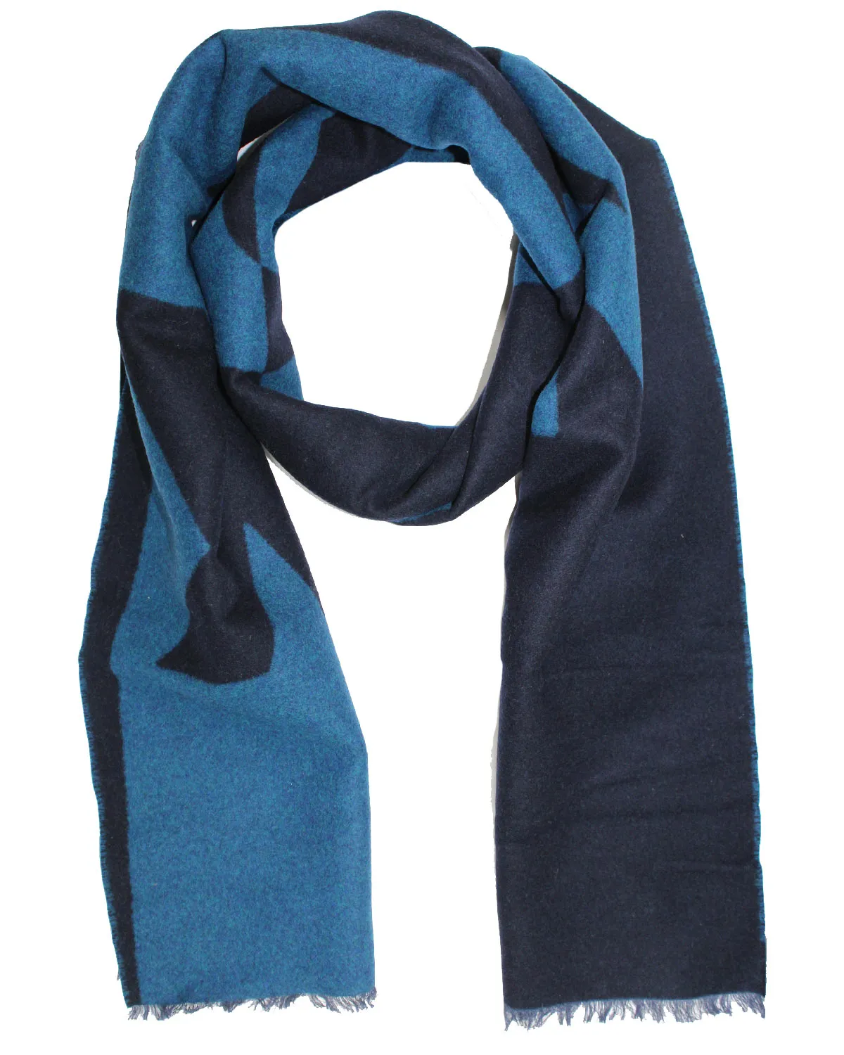 Kiton Wool Cashmere Scarf Midnight Blue Black Kiton Logo Text