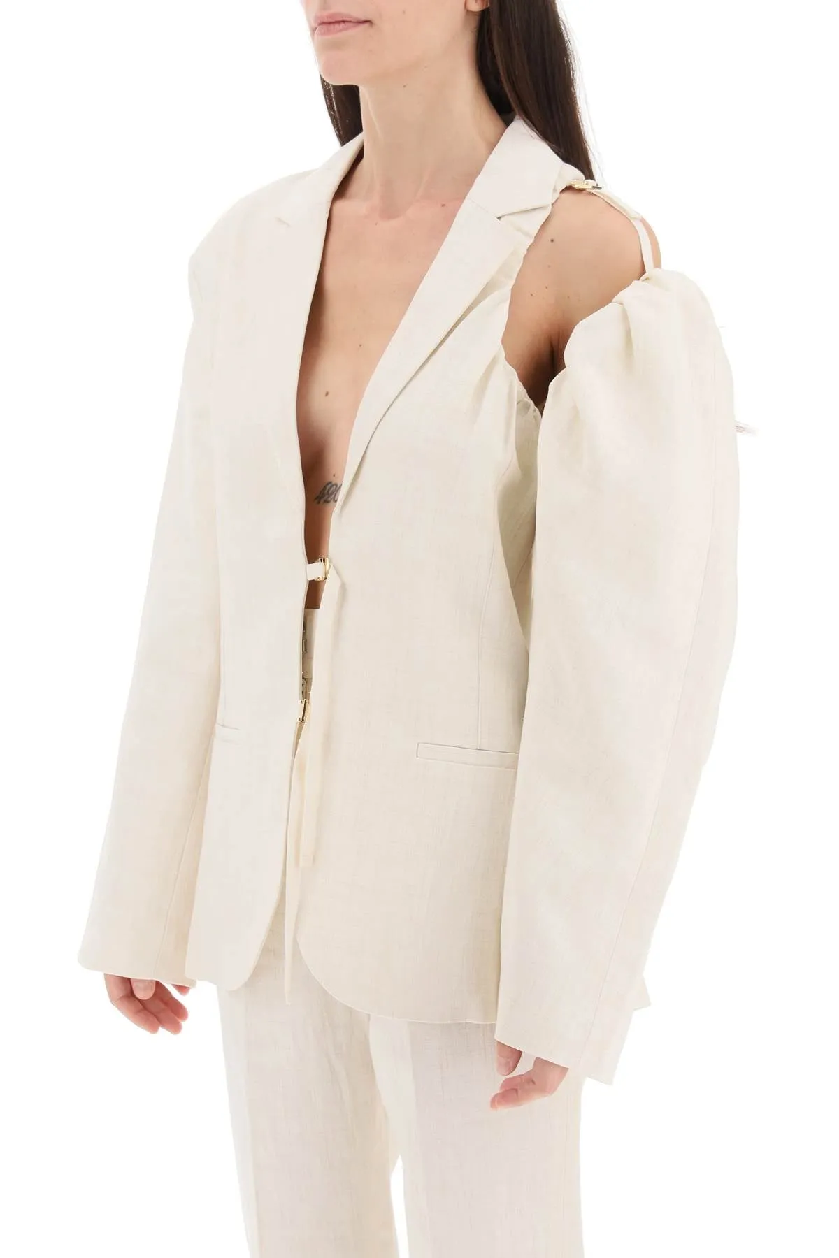 'la veste galliga' single-breasted blazer 233JA040 1069 OFF WHITE