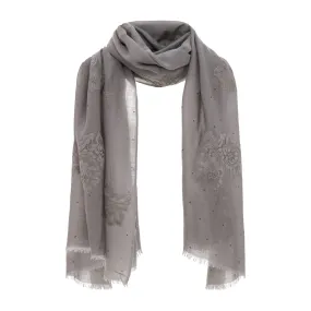 Lace Embellished Shawl - Grey