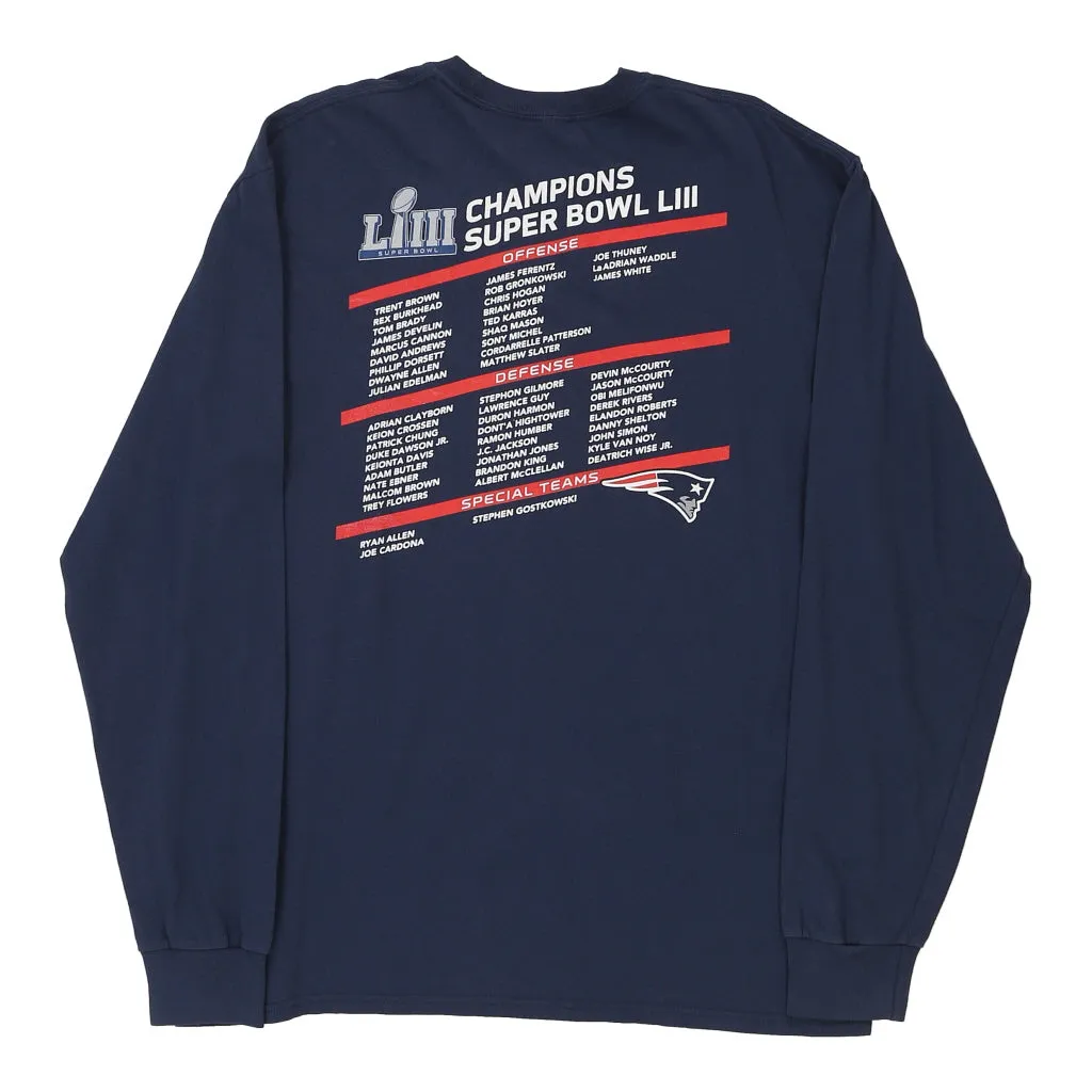 LIII Super Bowl Champions Patriots Nfl Team Apparel NFL Long Sleeve T-Shirt - Large Navy Cotton