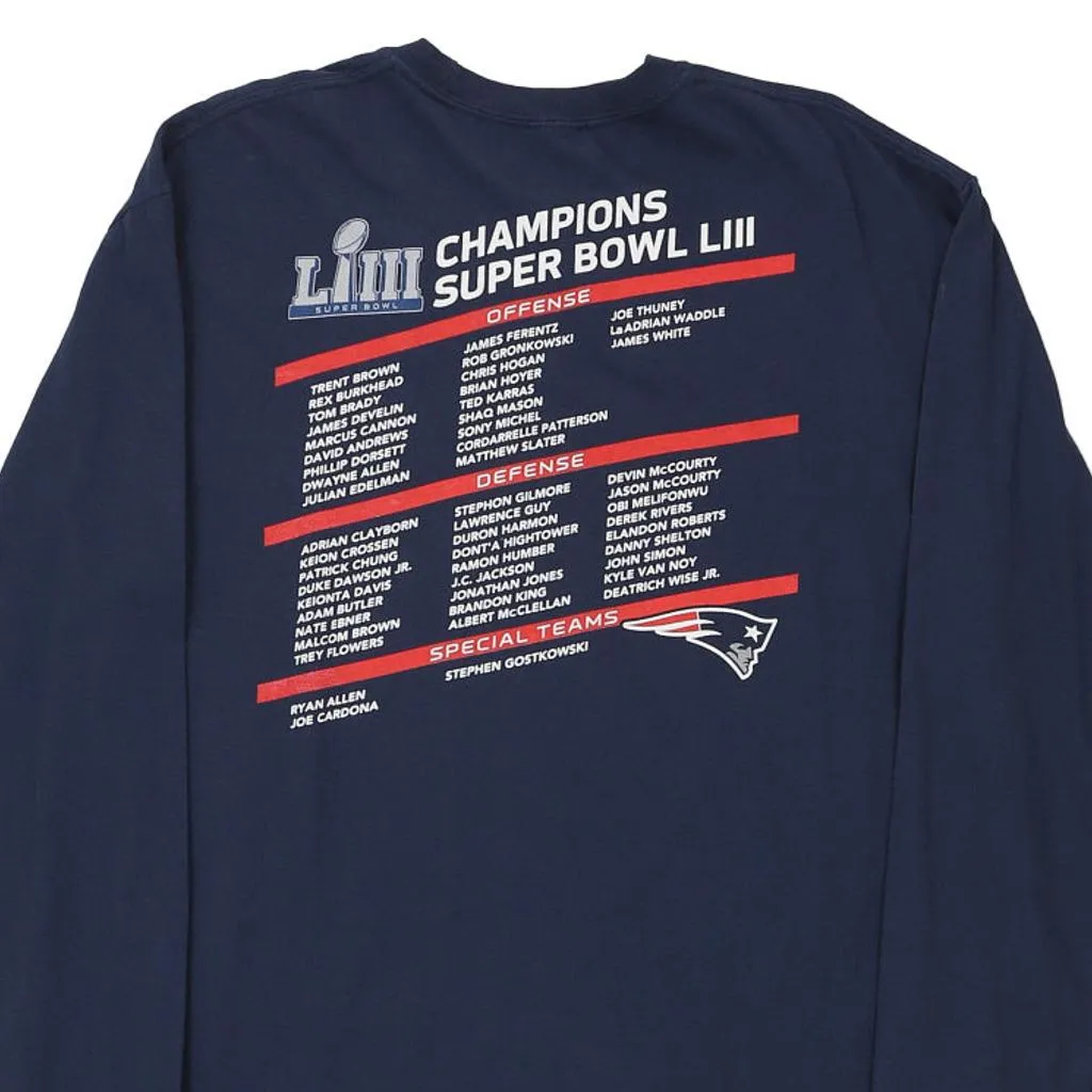 LIII Super Bowl Champions Patriots Nfl Team Apparel NFL Long Sleeve T-Shirt - Large Navy Cotton