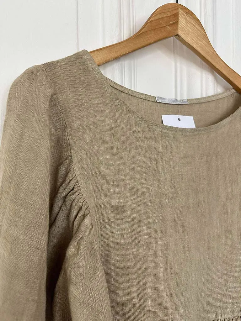 Linen Smock Top - Sand