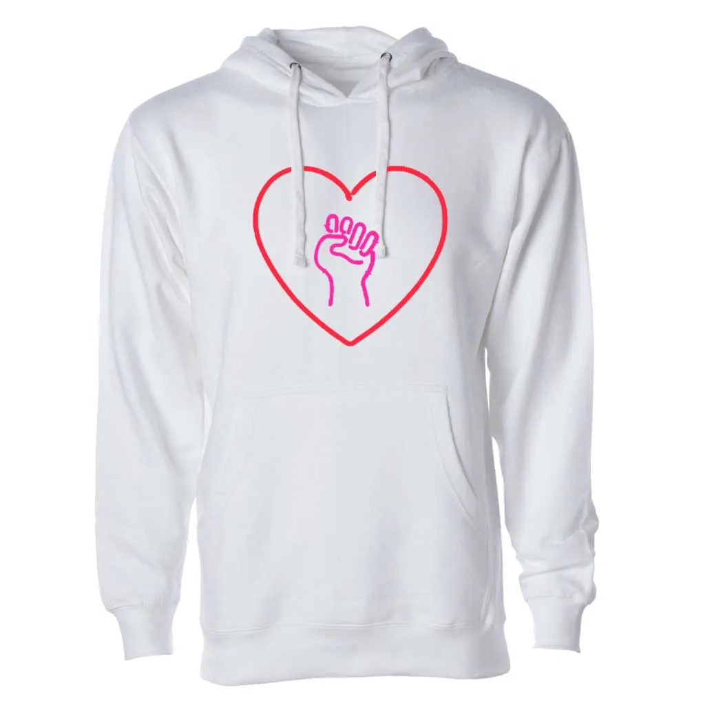 Love As Activism Pullover Hooded Sweatshirt supporting Indivisible