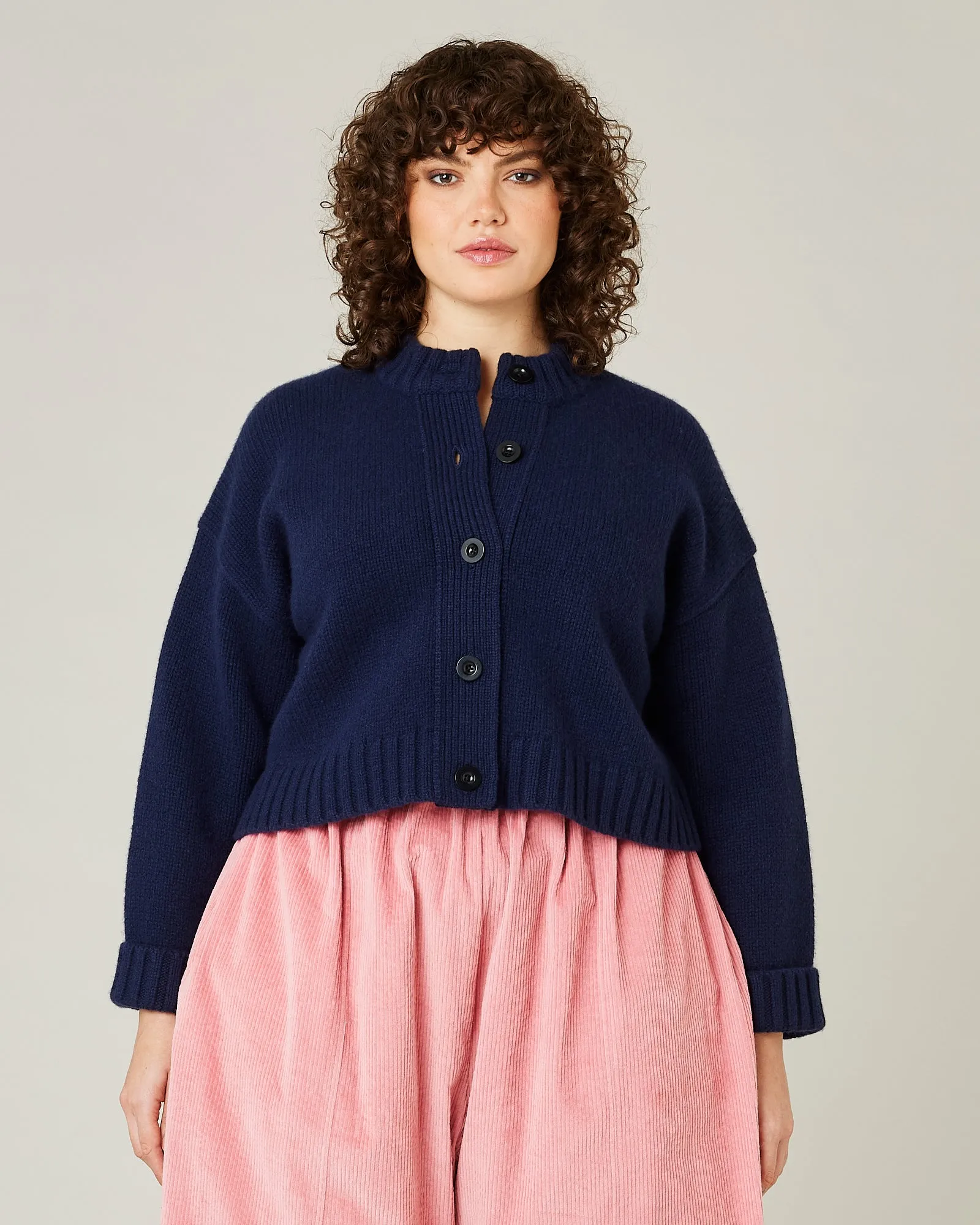 Maggie Navy Knitted Wool Cardigan