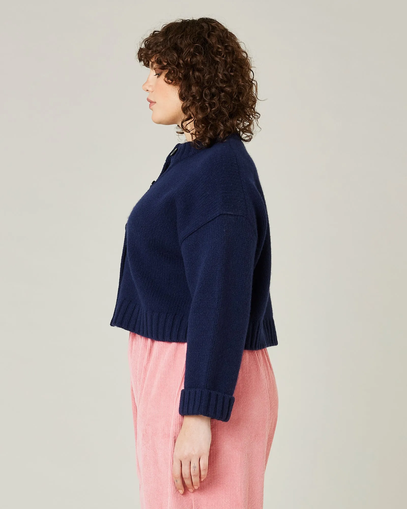 Maggie Navy Knitted Wool Cardigan