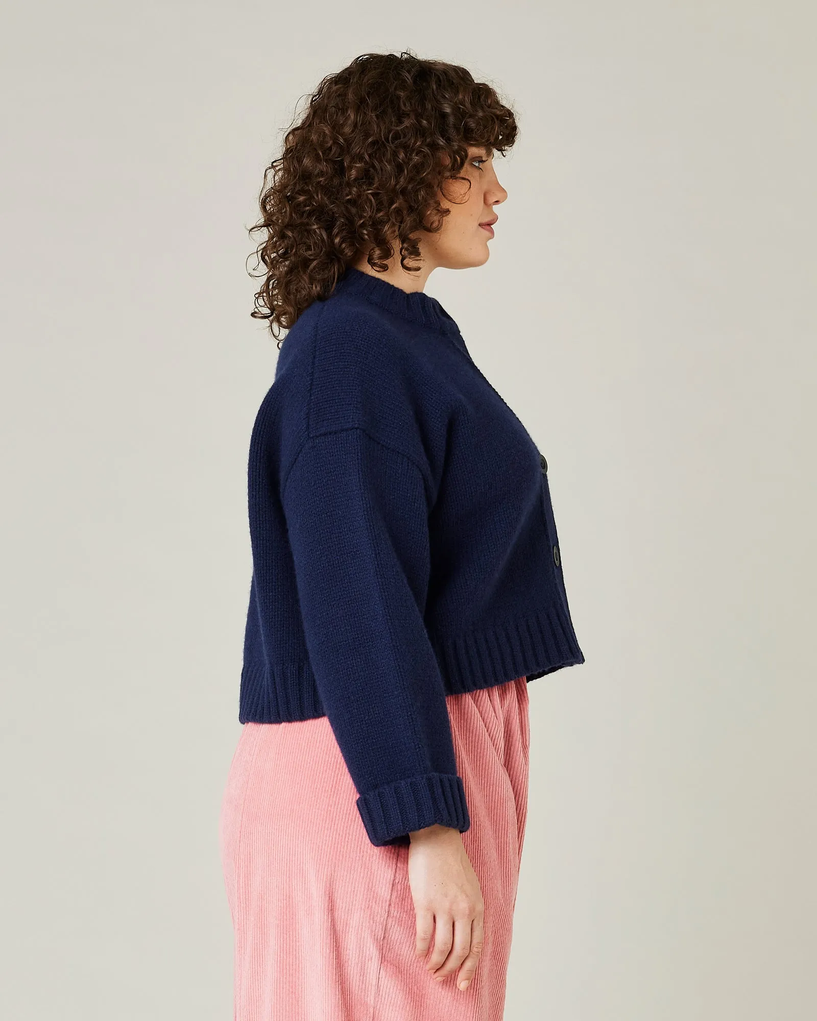 Maggie Navy Knitted Wool Cardigan