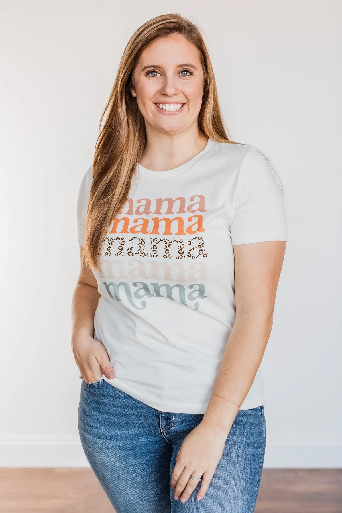 Mama Leopard Graphic Tee- Off-White