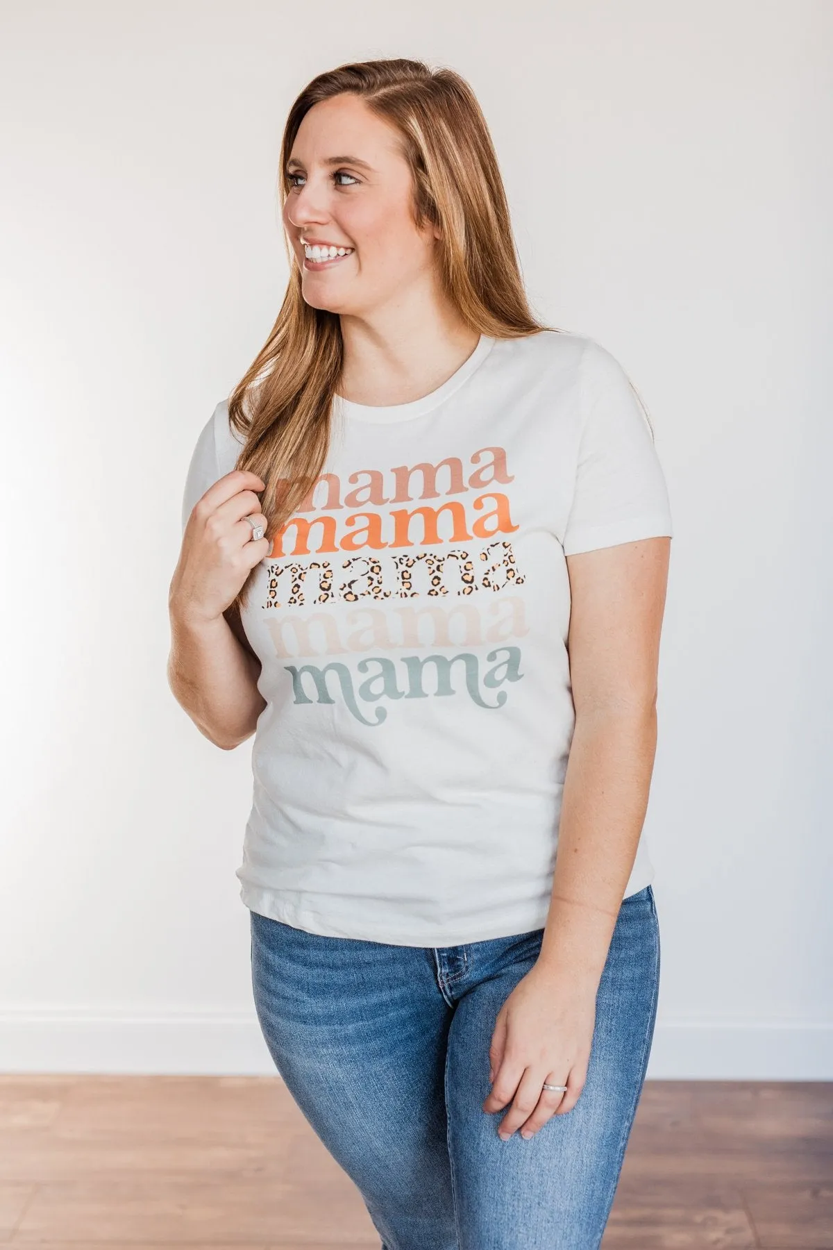 Mama Leopard Graphic Tee- Off-White