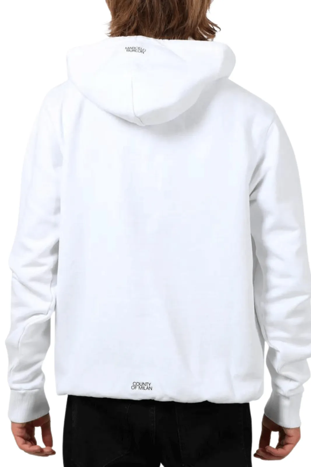 Marcelo Burlon Embroidered Cross Logo White Hoodie