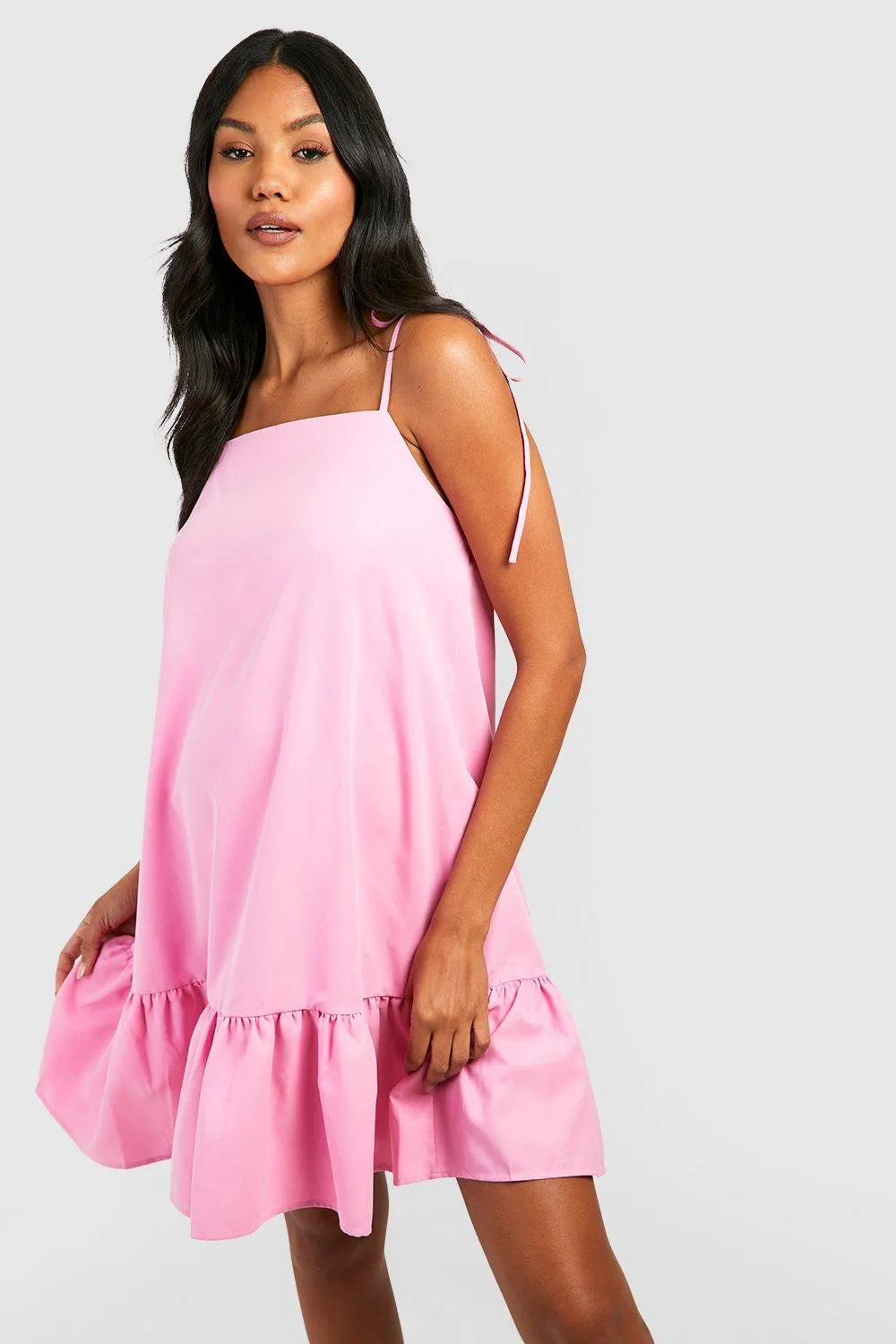 Maternity Woven Frill Hem Strappy Smock Dress