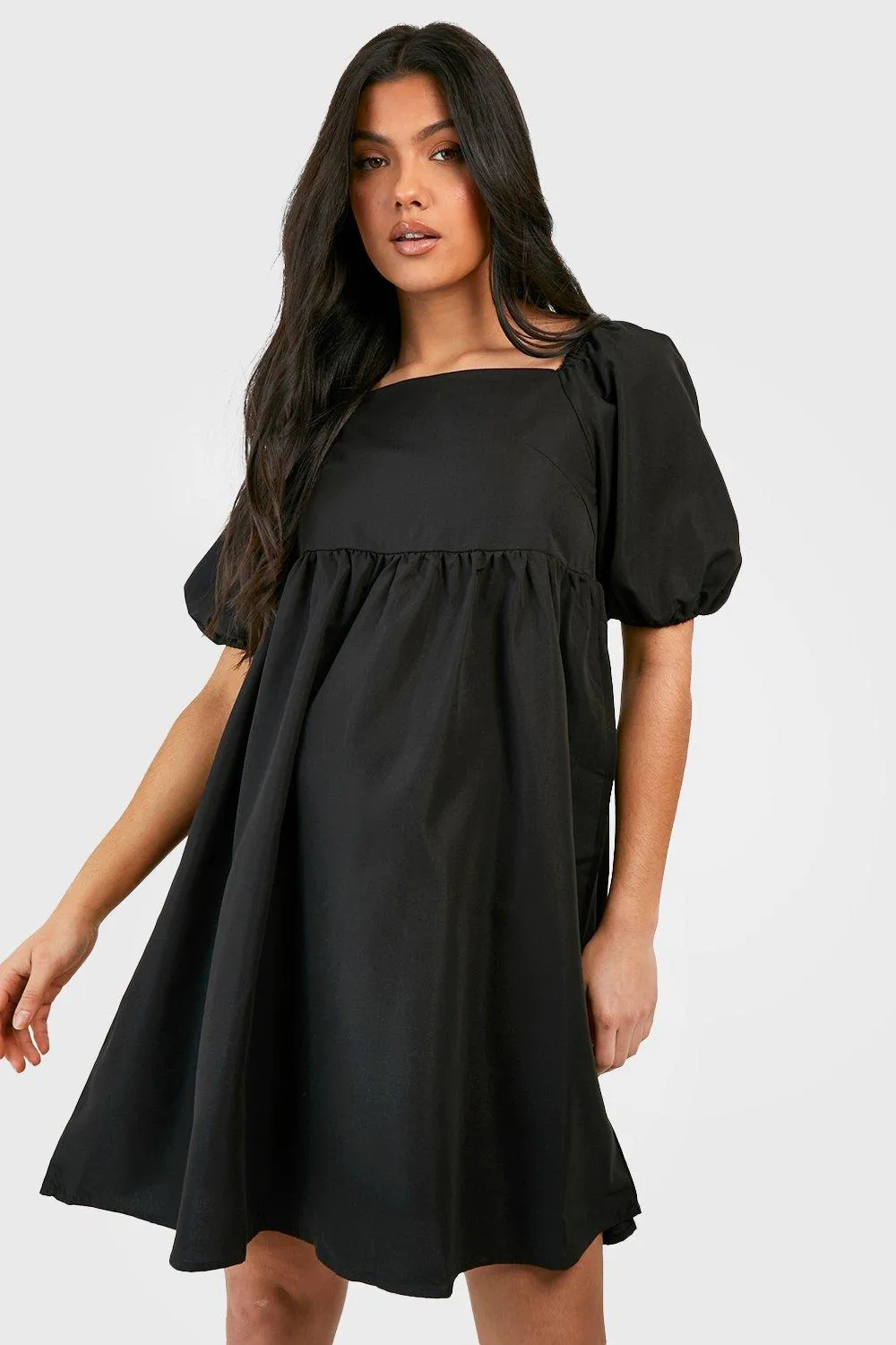 Maternity Woven Puff Sleeve Smock Dress