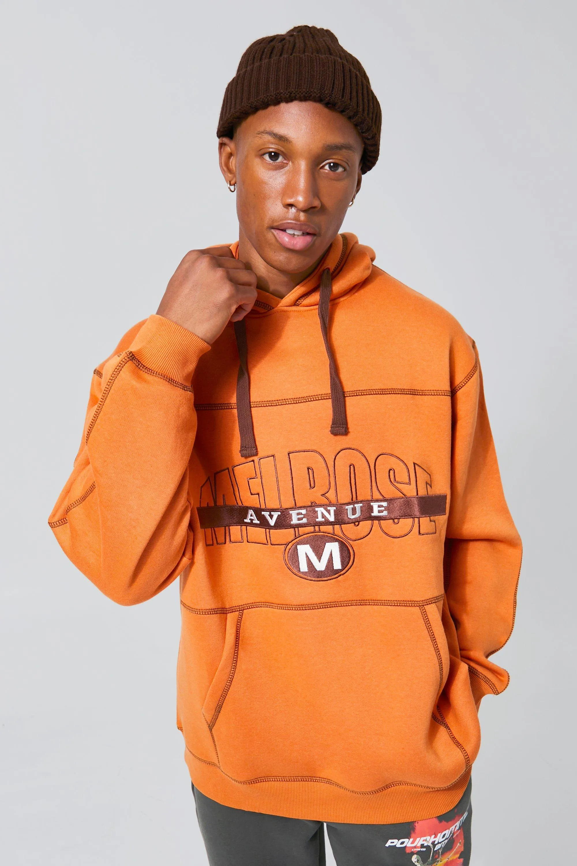 Melrose Oversized Contrast Hoodie | boohooMAN UK