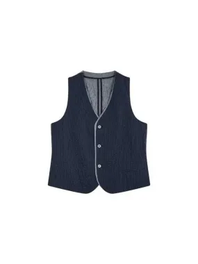 Men s seersucker striped vest navy 271773