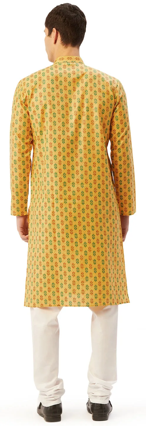 Men's Cotton Kurta Pyjama Evening Wear India Apparel (Musturd)