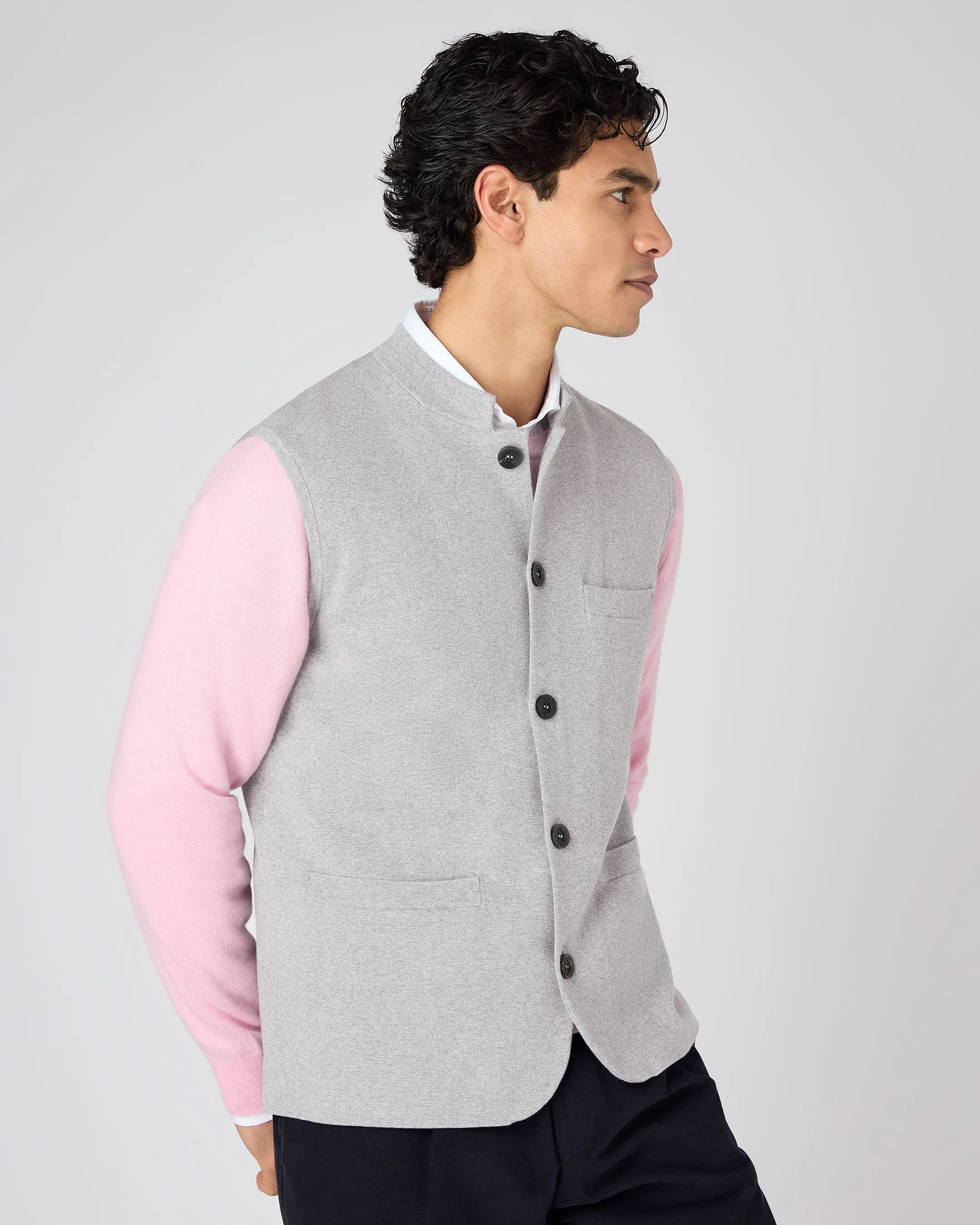 Men's Penzance Cotton Cashmere Gilet Fumo Grey