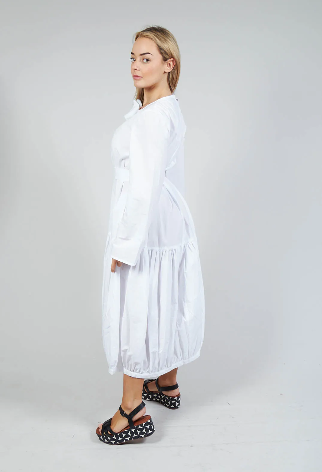 Midi Smock Dress in White