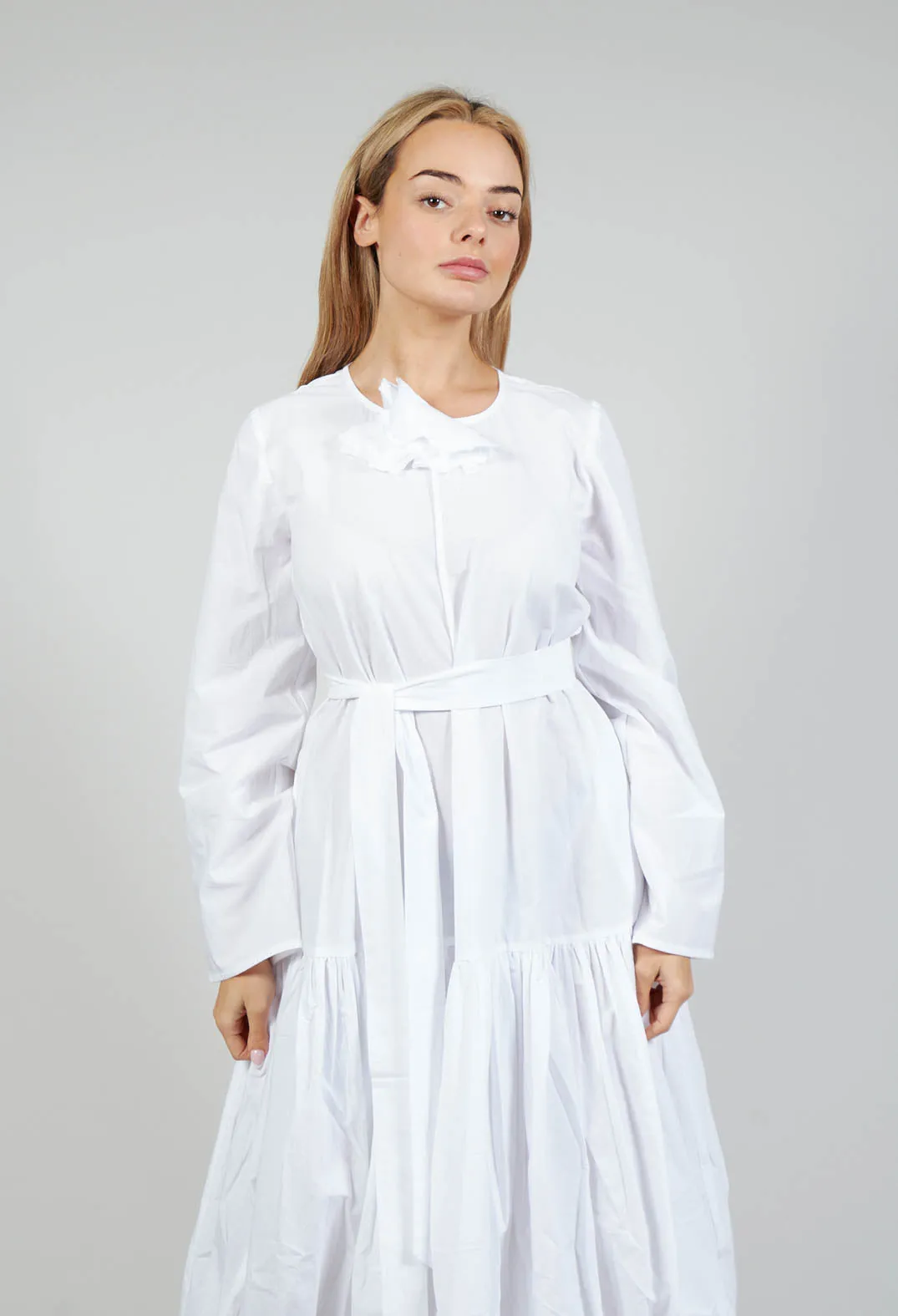 Midi Smock Dress in White