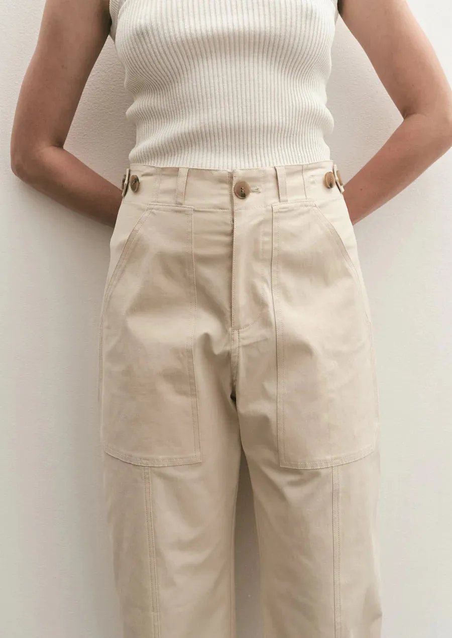 Mijeong Park Cropped Workwear Pants in Light