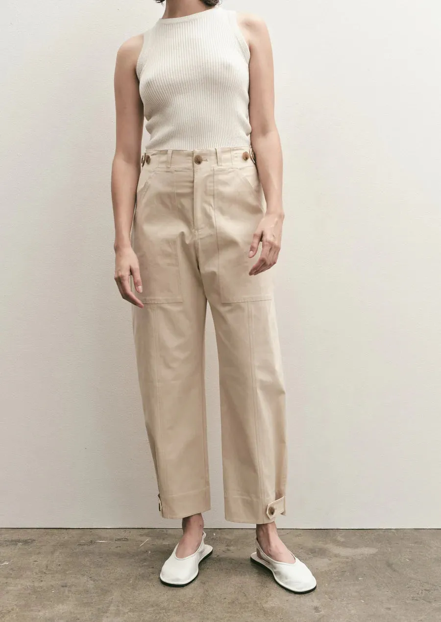 Mijeong Park Cropped Workwear Pants in Light