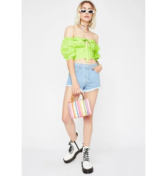 Neon Green Smock Crop Top