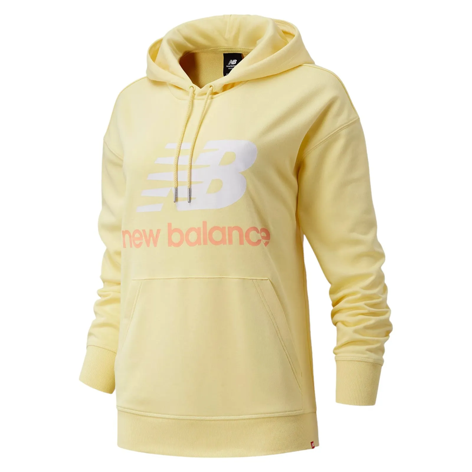 New Balance Womens NB Essentials Stacked Logo Oversize Hoodie - Yellow