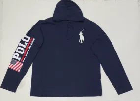 Nwt Polo Ralph Lauren Navy Long Sleeve Big Pony  Hoodie Tee